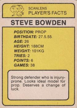 1981 Scanlens #119 Steve Bowden Back
